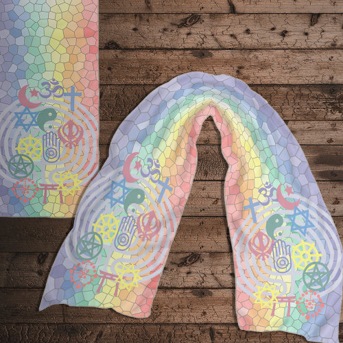 Interfaith Minister Stole (Stained Glass Rainbow)  Scarf