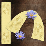 Interfaith Minister Stole (Yellow) Scarf<br><div class="desc">Beautiful scarf in muted shades of yellow with symbols of different religions and a labyrinth in the background. Suitable for an interfaith minister to use as a ceremonial stole.</div>