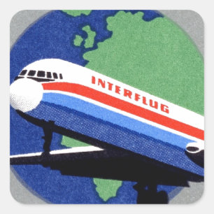 INTERFLUG - Airline of DDR, GDR - East Germany Ost Square Sticker