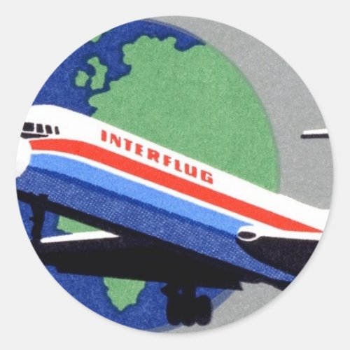INTERFLUG _ National Airline of DDR East Germany Classic Round Sticker
