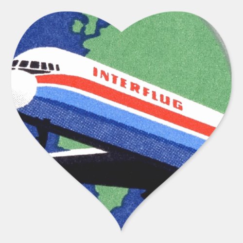 INTERFLUG _ National Airline of DDR East Germany Heart Sticker