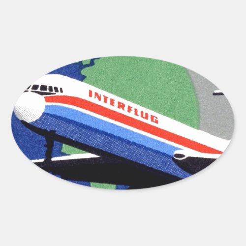 INTERFLUG _ National Airline of DDR East Germany Oval Sticker