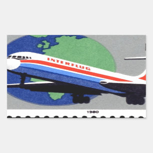 INTERFLUG - National Airline of DDR, East Germany Rectangular Sticker