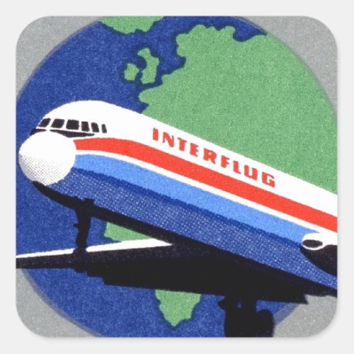 INTERFLUG _ National Airline of DDR East Germany Square Sticker