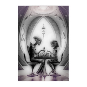 Intergalactic Chess: Alien vs Girl Acrylic Print