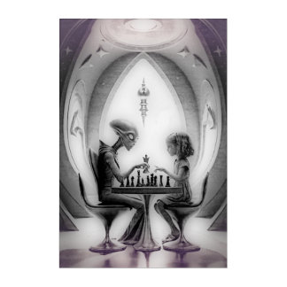 Intergalactic Chess: Alien vs Girl Acrylic Print