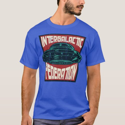 Intergalactic federation badge distressed T_Shirt