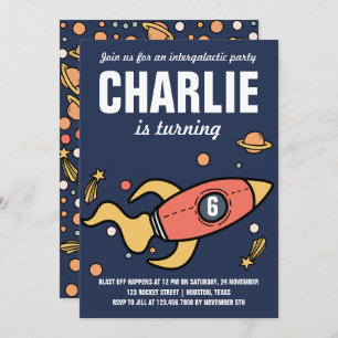 Intergalactic / Rocket Birthday Party Invitation