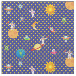 Intergalactic Star Space on Dark Blue  Fabric