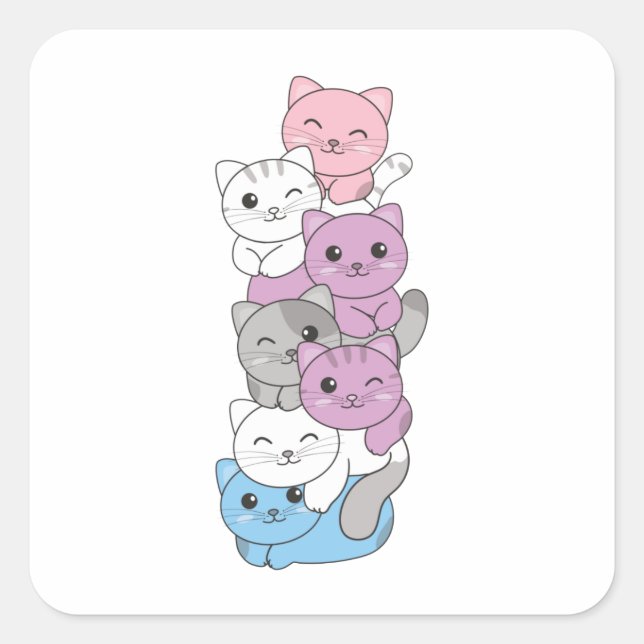 Intergender Flag Cat Pride Lgbtq Cute Cat Square S Sticker (Front)