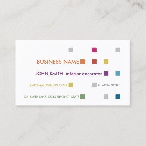 Interior Decorator Business Card Bright Squares