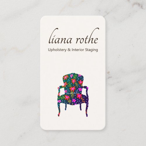 Interior Decorator Floral  French Chair  Design Business Card