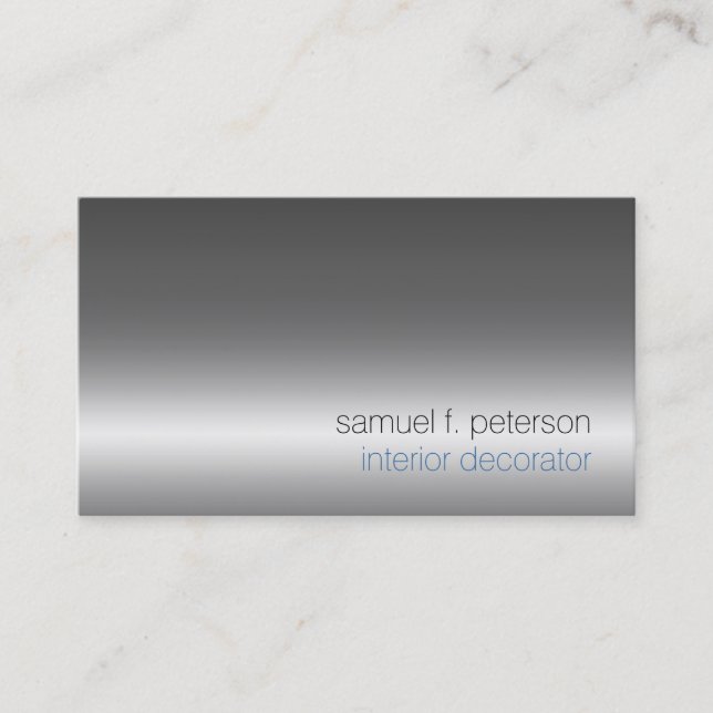 Interior Decorator Home Improvement Chrome Silver Business Card (Front)