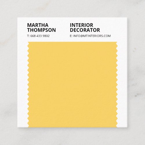 Interior decorator yellow color block professional square business card