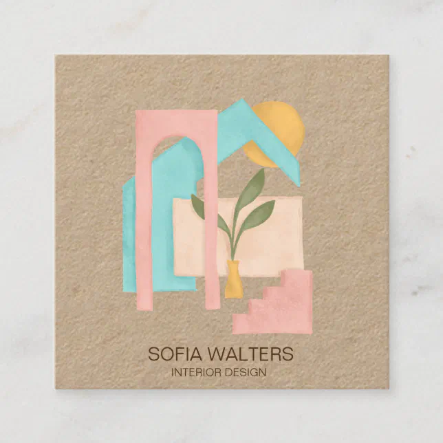 interior deisgn home staging real estate hotel square business card ...