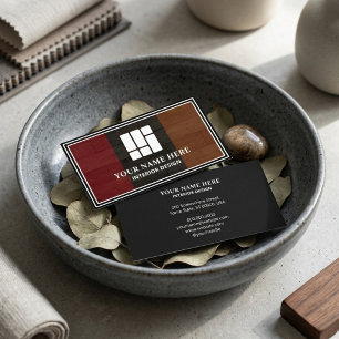 Interior Design Architectural Dark Wood Texture Business Card