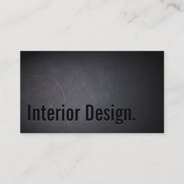 Interior Design Bold Text Elegant Dark Minimalist Business Card (Front)