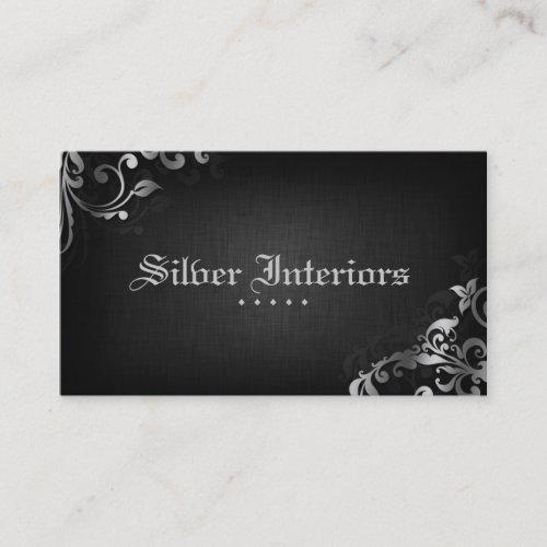 Interior Design Business Card Linen Black Silver