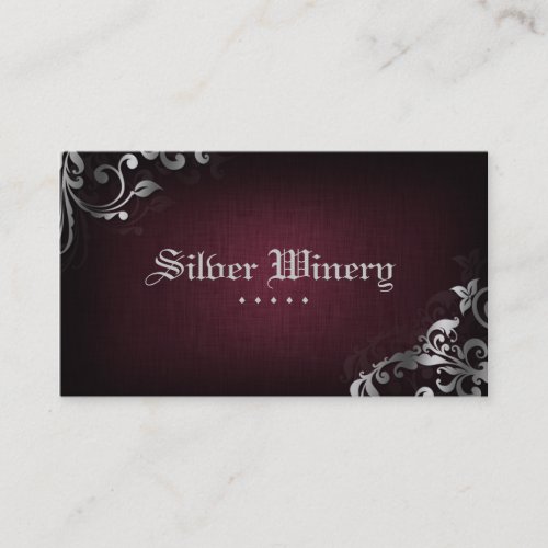 Interior Design Business Card Linen Wine Silver