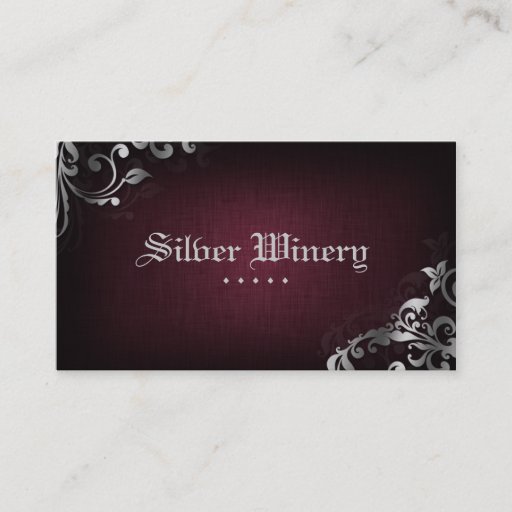 Customizable Interior Design Business Card Linen Wine Silver