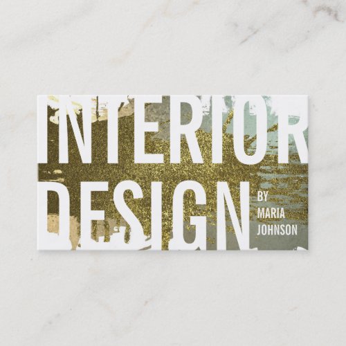 Interior Design Decorator Gold Ink Splash Modern Business Card