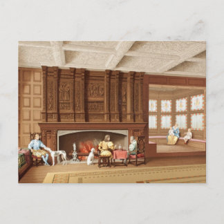 Interior Design Elizabethan Fireplace Vintage 1800 Postcard