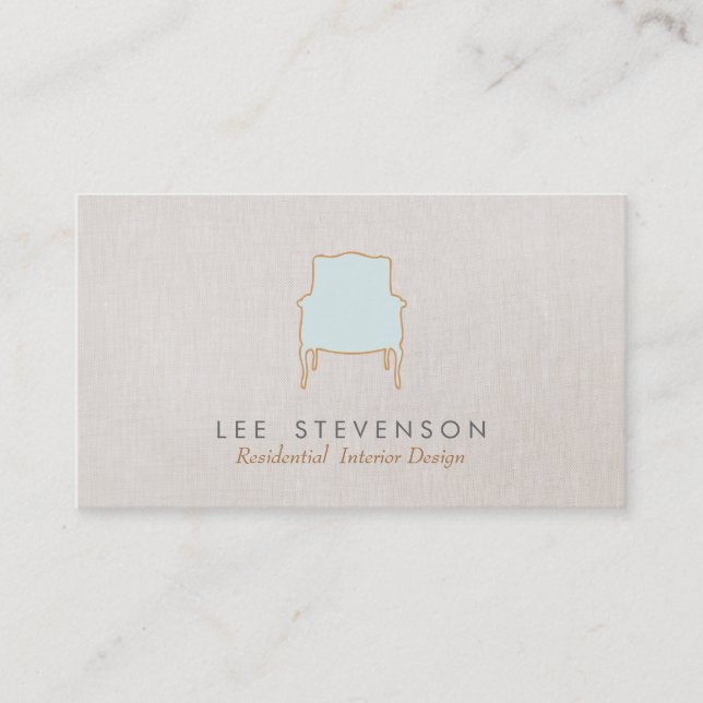Interior Design  French Chair Logo Business Card (Front)