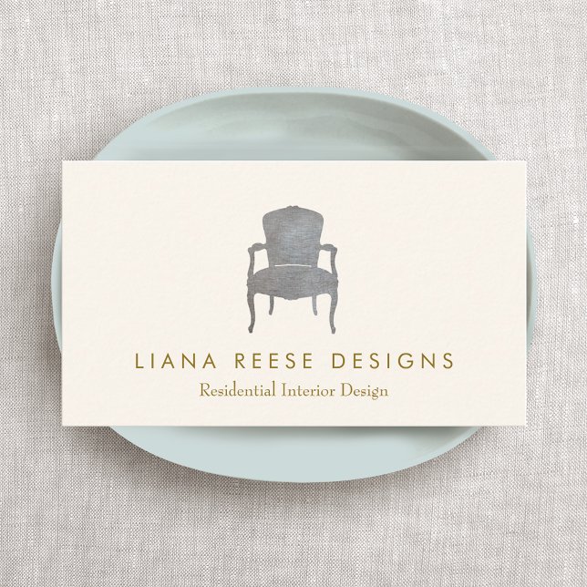 Interior Design  French Chair Logo Business Card (Creator Uploaded)