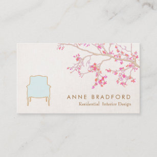 Interior Design French Chair Staging Decorator Business Card