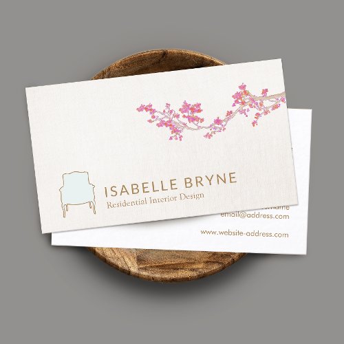 Interior Design French Chair Staging Decorator Business Card
