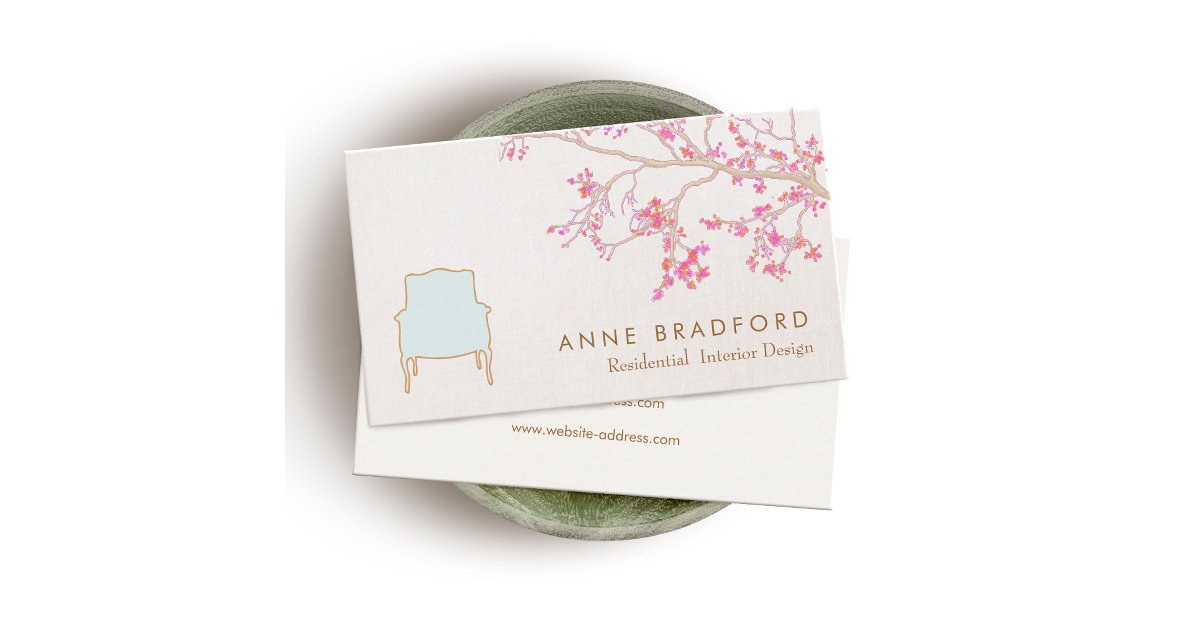 Interior Design French Chair Staging Decorator Business Card | Zazzle