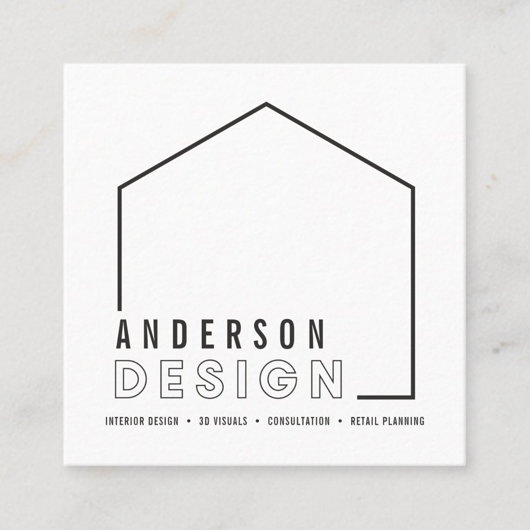 Interior design graphic modern house shape square business card | Zazzle