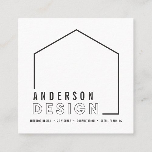 Interior design graphic modern house shape square business card