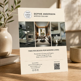 Interior Design Logo Photo Cream Professional Flyer