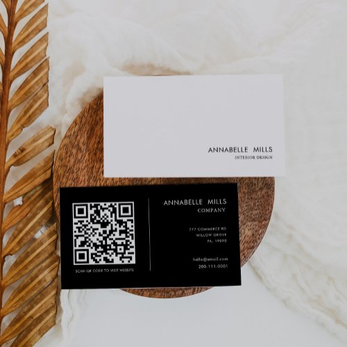 Interior Design Minimalist Simple Qr Code Business Card