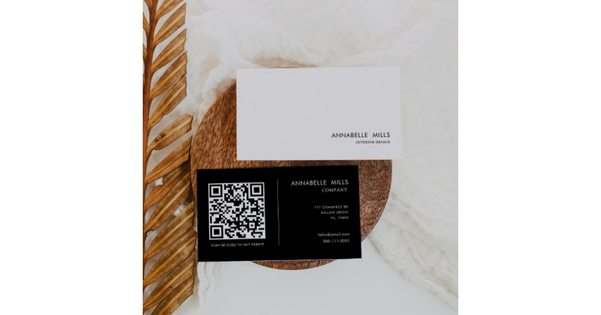 Interior Design Minimalist Simple Qr Code Business Card | Zazzle