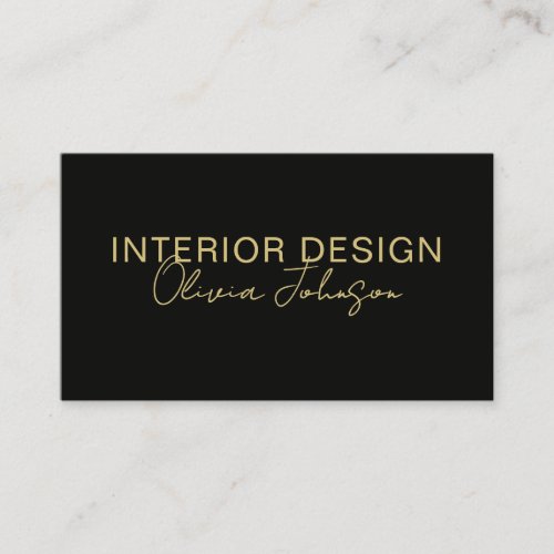 Interior Design Modern Gold Black Business Card