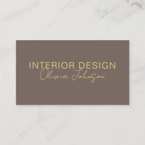 Interior Design Modern Gold Brown Business Card