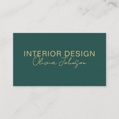 Interior Design Modern Gold Green Business Card