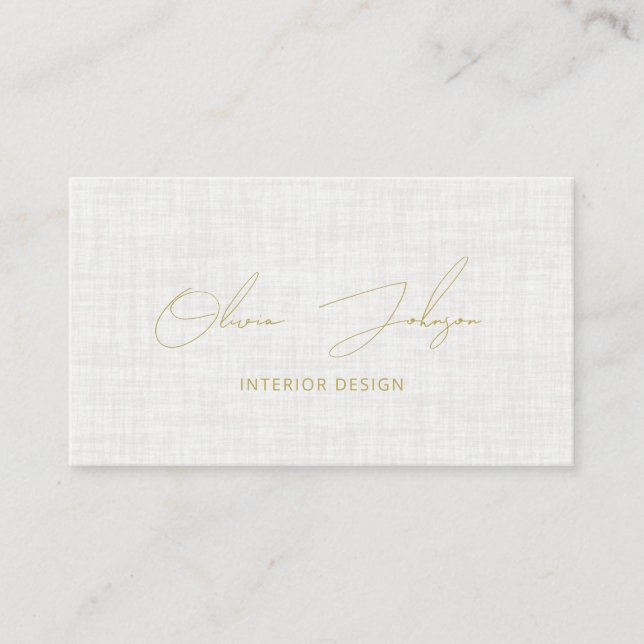 Interior Design Modern Linen Effect Business Card (Front)