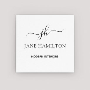 Interior Design Modern Monogram Square Business Card