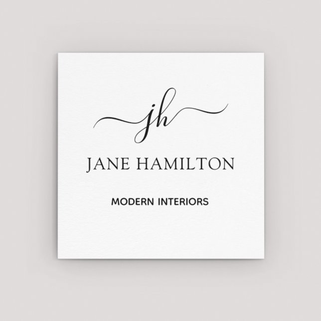 Interior Design Modern Monogram Square Business Card (Creator Uploaded)
