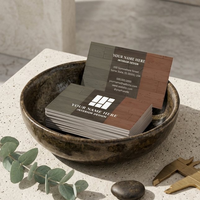 Interior Design Modern Wood Texture Aesthetic Business Card (Creator Uploaded)