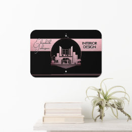 Interior Design or Architect Logo Black and Rose Metal Sign