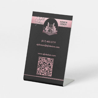 Interior Design or Architect Logo Black and Rose Pedestal Sign