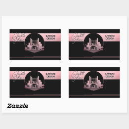 Interior Design or Architect Logo Black and Rose Rectangular Sticker