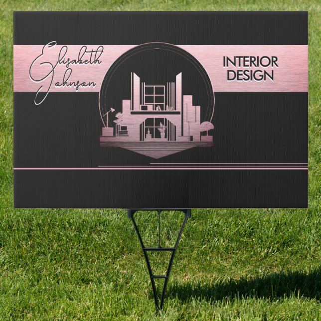 Interior Design or Architect Logo Black and Rose  Sign (Insitu)
