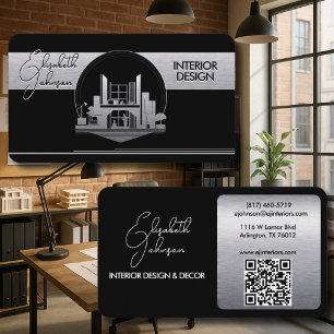 Interior Design or Architect Logo Black and Steel  Business Card