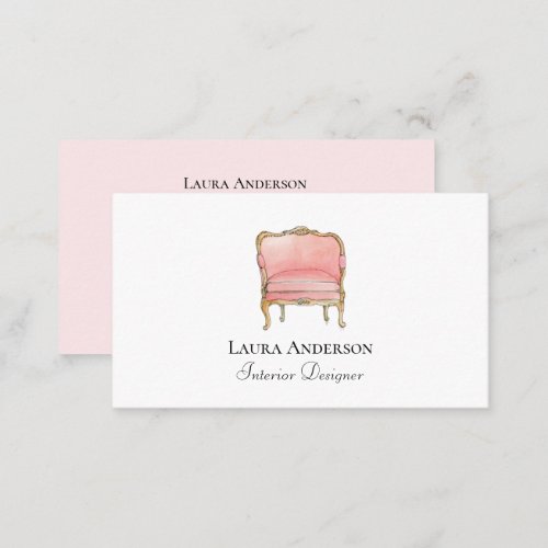 Interior Design Pink French Chair Business Card