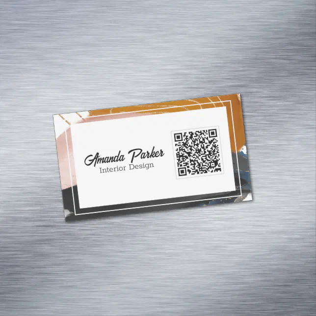 Interior Design Simple Modern Abstract QR Code Business Card Magnet ...